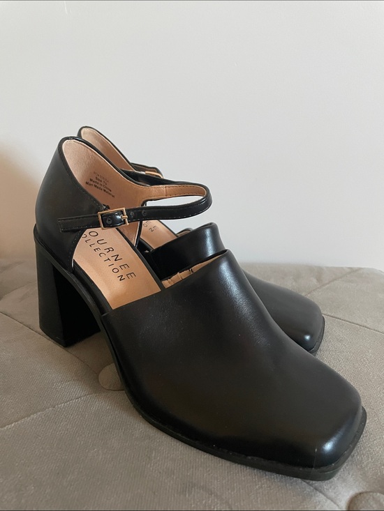Journee Collection Shoes - Journee Collection Black Mary Jane Block Heels with Ankle Strap
